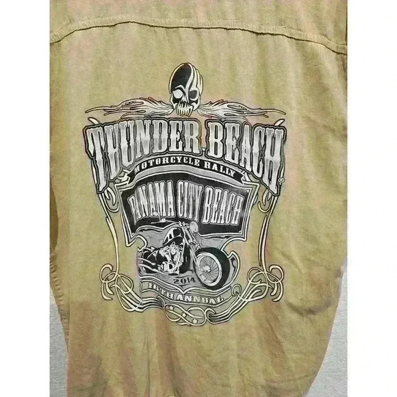 Bikerwear. Tan Biker Shirt. 2lx. - Picture 3 of 5